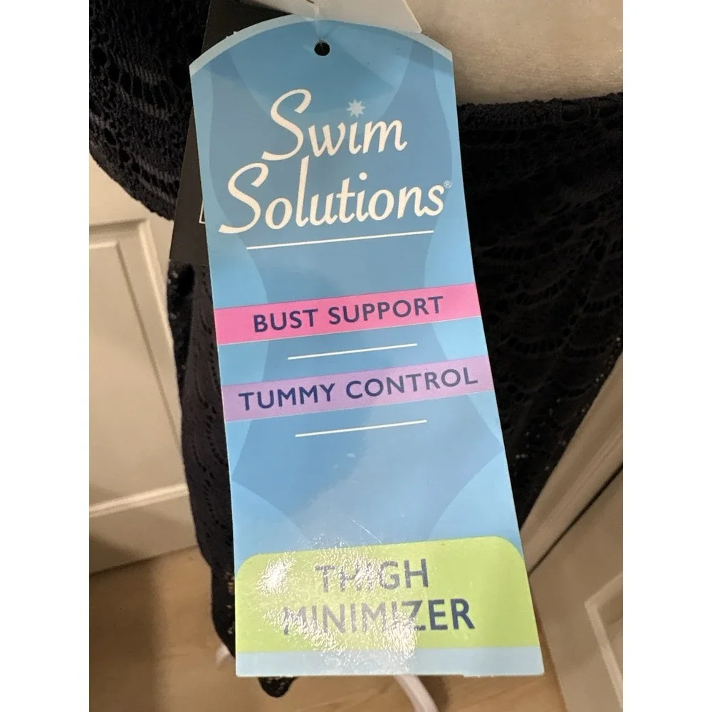 Swim Solutions Plus Size Tummy Control Flyaway Scallop Crochet 18W - Picture 9 of 11